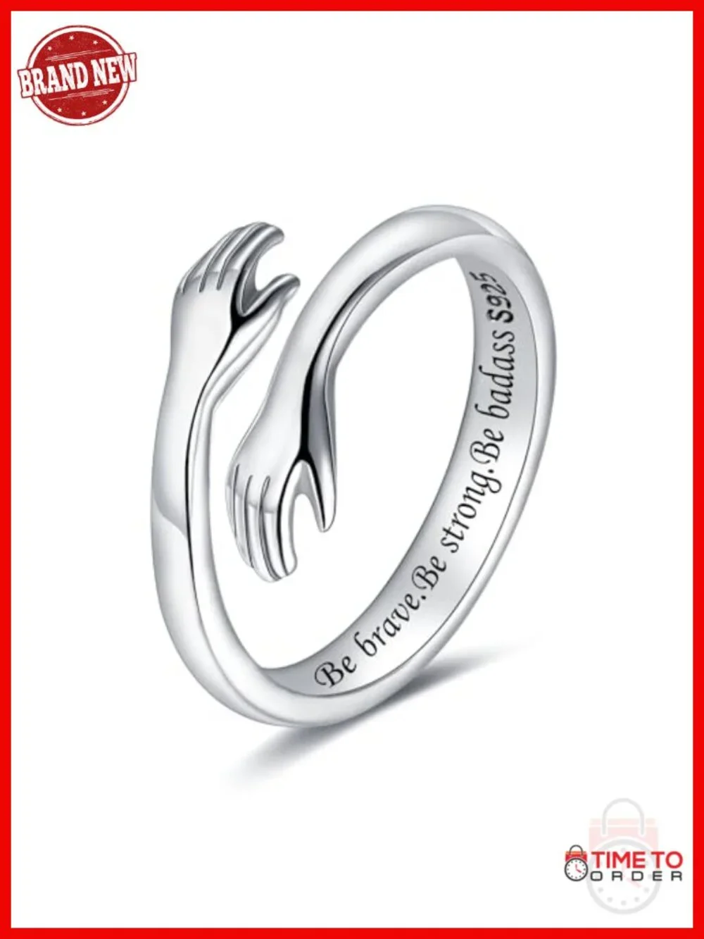 925 Sterling Silver Hug Rings Women Adjustable Friendship Ring